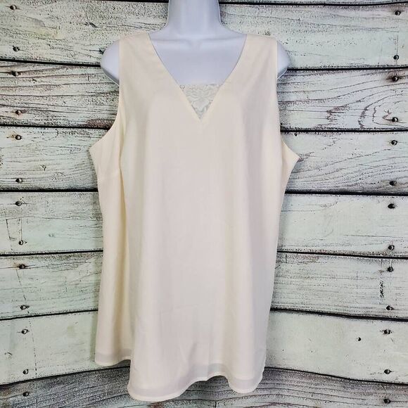 Lane Bryant Cream Crisscross Back Tank Top Size 18 Lined Sleeveless Blouse - Picture 1 of 8